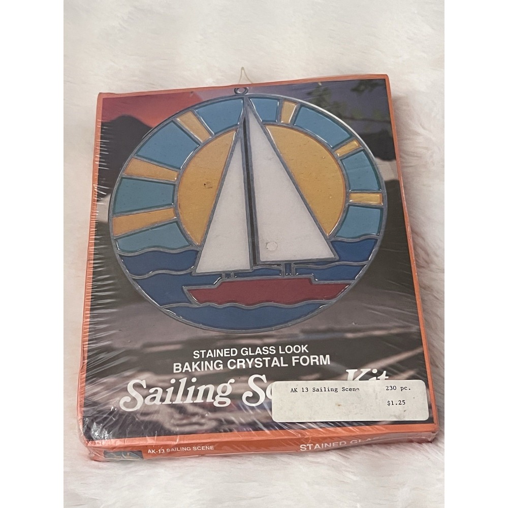 Vintage Eze Form Sailing Boat  Kit Stained Glass Look Suncatcher Unopened Sealed